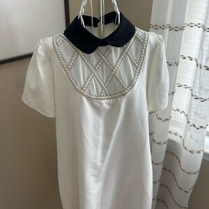 Junior’s City Studios - Elegant White Dress with Embellished Neckline -13/14